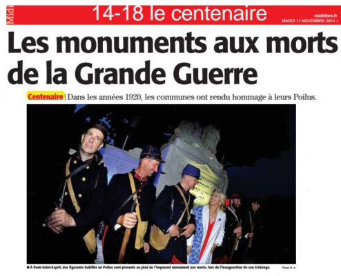 11 novembre 2014. Pont-Saint-Esprit – Inauguration de l’éclairage du monument aux morts – Midi Libre