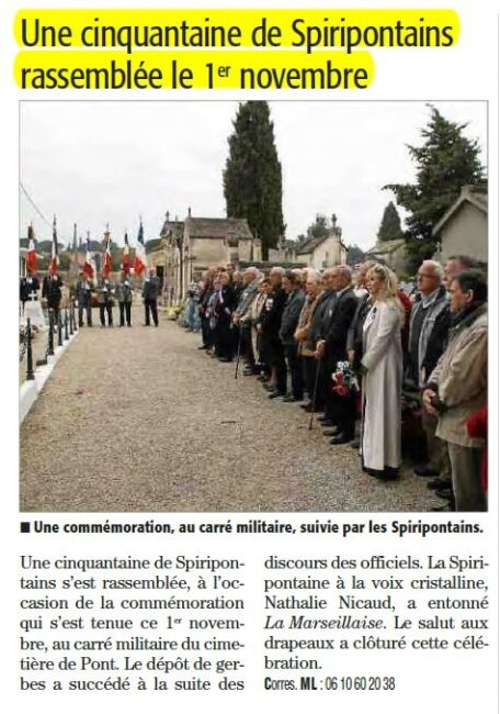 1 novembre 2016. Une cinquantaine de Spiripontains rassemblée, à l’occasion de la commémoration qui s’est tenue ce 1er novembre (Midi-Libre Gard)