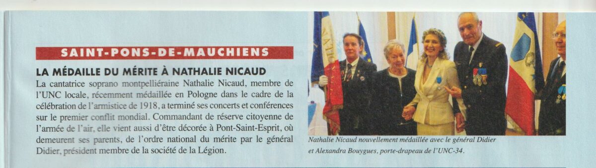 18 mars 2019. Cérémonie de remise des insignes de chevalier de l’ordre national du mérite, (La Voix du Combattant mars 2019).