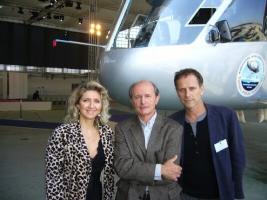 7 mai 2013. Avec Jean-Louis Étienne et son ballon dirigeable.